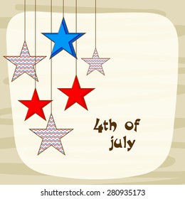 National flag colors hanging stars for 4th of July, American Independence Day celebration.