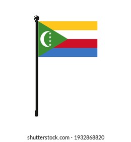 national flag of Comoros in the original colours and proportions on the stick