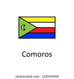 National flag of Comoros in simple colors with name icon