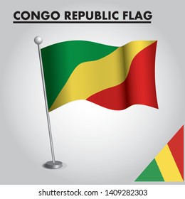 National flag of CONGO REPUBLIC on a pole