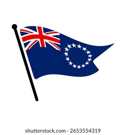 Bandeira nacional das Ilhas Cook. Ilhas Cook bandeira computador digital vetor ilustração ícone design. Bandeira de mastro flutuante.