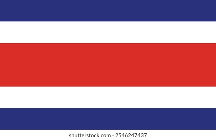 A bandeira nacional da Costa Rica é baseada em um desenho criado em 1848 e consiste em duas listras azuis, duas listras brancas e uma listra vermelha central que é duas vezes mais larga que cada uma das outras quatro.