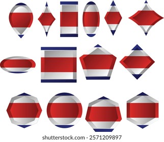 The national flag of Costa Rica is based on a design created in 1848 and consists of two blue stripes, two white stripes, and a central red stripe which is twice as wide as each of the other four.