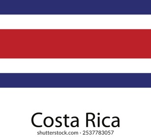 La bandera nacional de Costa Rica, con tres franjas Horizontales de azul, blanco y rojo, con la franja roja más ancha que las demás