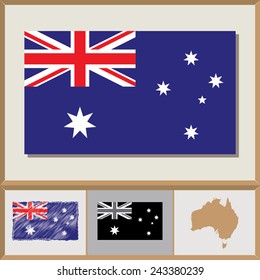 National flag and country silhouette of Australia