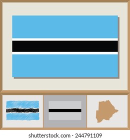 National flag and country silhouette of Botswana