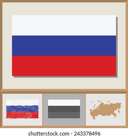 National flag and country silhouette of the Federation of Russia
