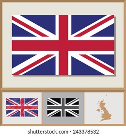National flag and country silhouette of Great Britain