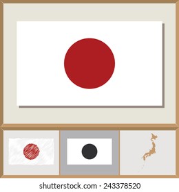 National flag and country silhouette of Japan