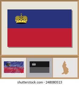 National flag and country silhouette of Liechtenstein