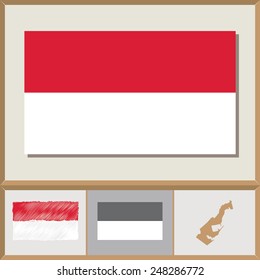 National flag and country silhouette of Monaco