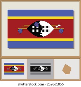 National flag and country silhouette of Swaziland