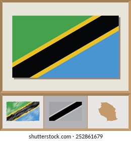 National flag and country silhouette of Tanzania