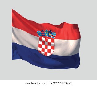 The national flag of Croatia fluttering in the wind. Vector.