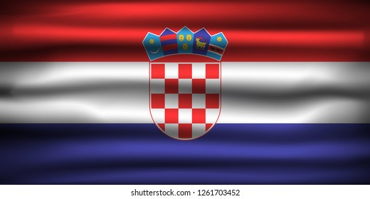 National Flag of Croatia HR. Front view, official colors and correct proportion. Realistic vector illustration.
