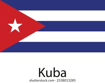 The national flag of Cuba, featuring a red triangle with a white star and five blue and white horizontal stripes.
