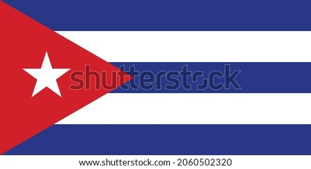 National flag of Cuba original size and colors vector illustration, Bandera de Cuba or Estrella Solitaria and Lone Star flag, Republic of Cuba flag