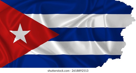 The National Flag of Cuba vector with torn edges on a transparent background
