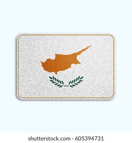 National flag of Cyprus with denim texture and orange seam. Realistic image of a tissue made in vector illustration.