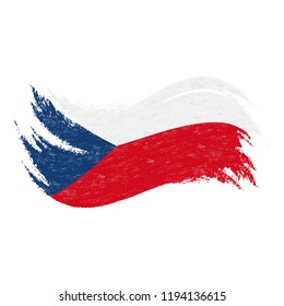National Flag Of Czech Republic, Designed Using Brush Strokes,Isolated On A White Background. Vector Illustration. Use For Brochures, Printed Materials, Logos, Independence Day.