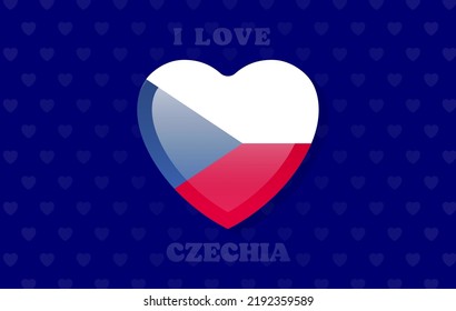The national flag of Czech Republic illustrated on top of a heart shaped icon, vector design