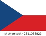 National flag of Czech Republic with official colors, 2:3 aspect ratio, Vector illustration drawing of Czech Republic flag, picture with correct proportions, Accurate dimensions vector image, eps 10