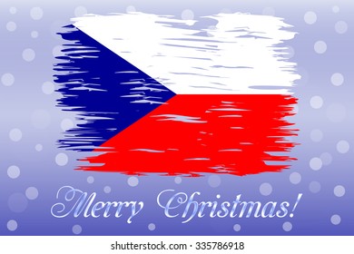 The national flag of Czech Republic painted with a brush colored inks. Effects of the country. Merry Christmas. Grunge, paint. Image. Vector. Icon.