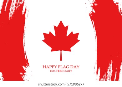 National Flag Day of Canada greeting card with brush strokes in the colors of the Canadian national flag. Vector illustration.