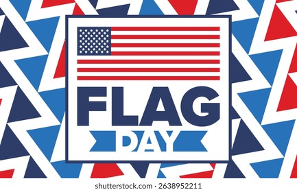 National Flag Day in United States. Holiday celebrated annual June 14 in USA. Patriotic style design with american flag. Poster, greeting card, banner and background. Vector illustration
