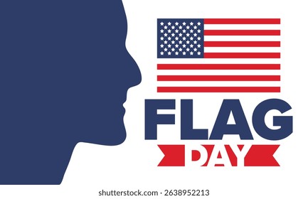 National Flag Day in United States. Holiday celebrated annual June 14 in USA. Patriotic style design with american flag. Poster, greeting card, banner and background. Vector illustration