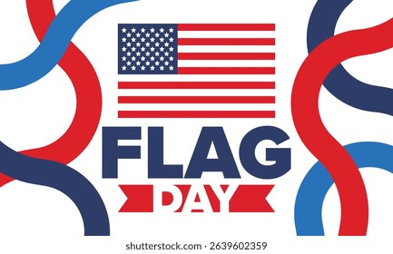 National Flag Day in United States. Holiday celebrated annual June 14 in USA. Patriotic style design with american flag. Poster, greeting card, banner and background. Vector illustration