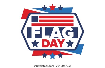 National Flag Day in United States. Holiday celebrated annual June 14 in USA. Patriotic style design with american flag. Poster, greeting card, banner and background. Vector illustration