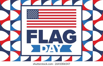 National Flag Day in United States. Holiday celebrated annual June 14 in USA. Patriotic style design with american flag. Poster, greeting card, banner and background. Vector illustration