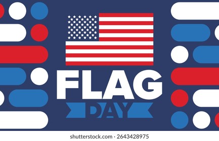 National Flag Day in United States. Holiday celebrated annual June 14 in USA. Patriotic style design with american flag. Poster, greeting card, banner and background. Vector illustration
