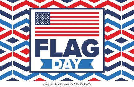 National Flag Day in United States. Holiday celebrated annual June 14 in USA. Patriotic style design with american flag. Poster, greeting card, banner and background. Vector illustration