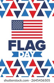 National Flag Day in United States. Holiday celebrated annual June 14 in USA. Patriotic style design with american flag. Poster, greeting card, banner and background. Vector illustration