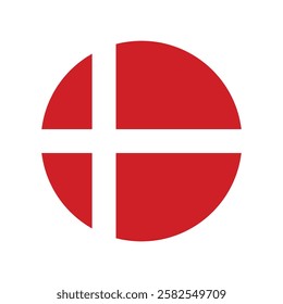 The national flag of Denmark. Circular flag of Denmark. Denmark flag vector. A symbol of national pride and heritage. Official colors, Kingdom of Denmark.