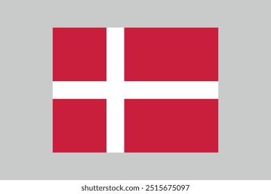 national flag of Denmark, Danish flag in 3 to 4 proportion, vector illustration with a grey background