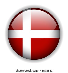 National flag of Denmark - Danish flag. glossy button, vector