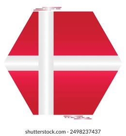 National Flag of Denmark. Danish flag in polygon shape. European Country. Denmark flags isolated on white background. Editable vector EPS available