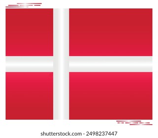 National Flag of Denmark. Danish flag in Rectangle shape.  European Country. Denmark flags isolated on white background. Editable vector EPS available