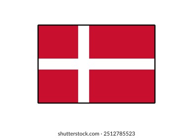 The national flag of Denmark features a red field with a white Scandinavian cross that extends to the edges. It symbolizes Danish heritage and is widely recognized across the globe.