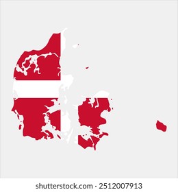 National flag of denmark. map with flag of denmark