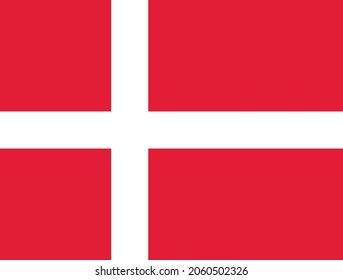 National flag of Denmark original size and colors vector illustration, Dannebrog with white Scandinavian cross, flag kings of Denmark has Nordic cross, Rigets flag