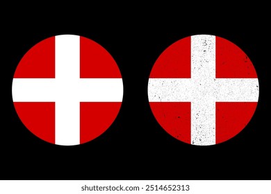 The national flag of Denmark is a round icon. Danish flag icon vector illustration.