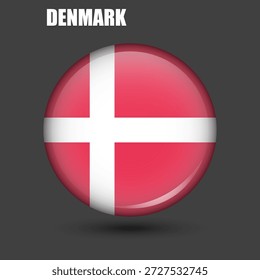 The national flag of Denmark is round.Vector.
Round 3d flag icon with 
high detail.
Spherical illustration of the flag.