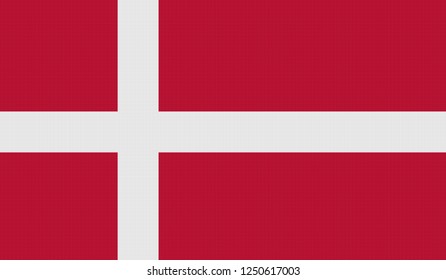 The national flag of the DENMARK with textile texture. Official Denmark flag of the country of the European Union. Vector icon flag for background, banner, web site design, logo. Vector illustration. 