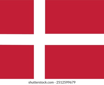 National flag of Denmark. Denmark flag vector design and illustration. The flag of Denmark consists of a white cross on a red field.