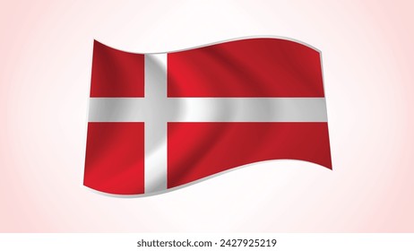 National Flag of Denmark - Waving National Flag of Denmark - Denmark Flag Illustration