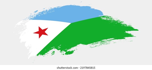 National flag of Djibouti with curve stain brush stroke effect on white background svg